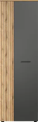 Produktbild von trendteam Garderobe Esteban Garderobenschrank, Anthrazit Melamin/ Evoke Oak Melamin, B/H/T: 60/195/36 cm