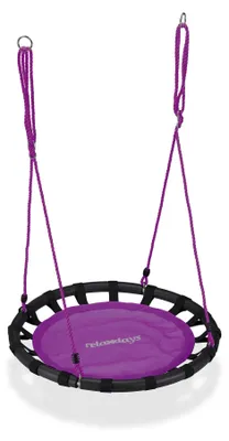 Productafbeelding van Relaxdays nestschommel, ronde hangschommel, voor kinderen en volwassenen, verstelbaar, voor buiten, diameter: 80 cm, maximaal draaggewicht: 100 kg, paars