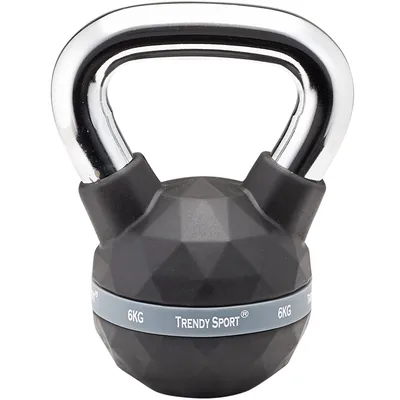 Image de Haltère Kettlebell Exclusiv Premium, 6 kg, Poignée chromée, Noir