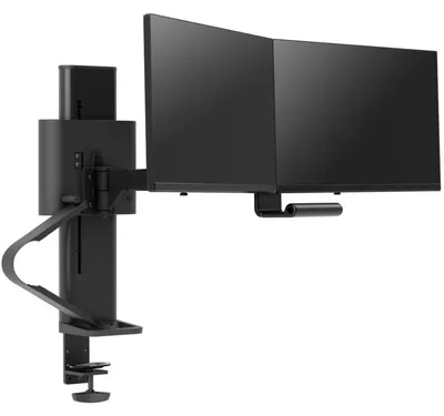 Imagen del producto de Ergotron TRACE: Kit de montaje (incluye: soporte, base, columna central, brazo extensible, arco, 2 articulaciones deslizantes, abrazadera de mesa de 2 piezas) - Tecnología de fuerza constante - para 2 monitores LCD - color mate - tamaño de pantalla: 54.6-68.6 cm (21.5"-27")
