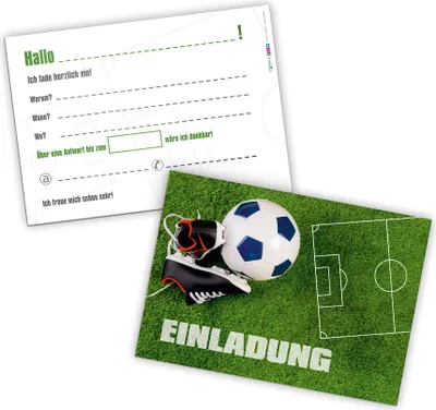 Produktbild von itenga 12 x Postkarte Einladung "Fußball" Geburtstag Kinder Party DIN A6 quer