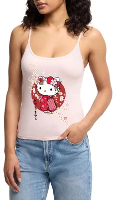 Produktbild von Spreadshirt Hello Kitty Japan Kimono Kirschblüten Frauen Premium Organic Top mit Spaghettiträgern, XXL, Puderrosa