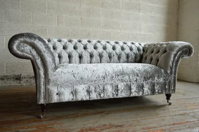 Productafbeelding van Chesterfield tweezitsbank, gestoffeerde designbank, bekleding van fluweel, nieuw