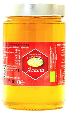 Produktbild von Polyagrinova - Akazienhonig 500 g - Ungefiltert - Italienischer Honig - Im Glas - Naturbelassener Honig