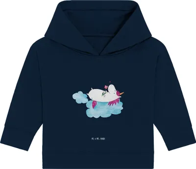 Produktbild von Mr. & Mrs. Panda Organic Baby Hoodie Einhorn Verliebt 24. - 36. Monat - French Navy - Geschenk, Unicorn, Kapuzensweatshirt, Kapuzenshirt, Einhörner, Liebe, Freundin
