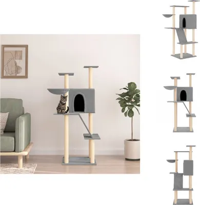 Obrázok produktu pre vidaXL Škrabací strom so sisalovými škrabadlami Svetlo šedý 143 cm - Škrabacie stromy