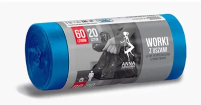 Obrázek produktu pro Anna Zaradna LDPE modré pytle na odpadky s ušima 60L, 20 kusů