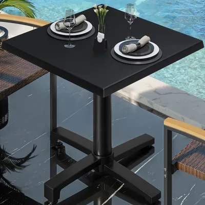 Produktbild von WBO | Bistro Außen Tisch | B:T:H 70 x 70 x 78,5 cm | Schwarz / Schwarz | Quadratisch | Bistro Tisch Gastro Tisch
