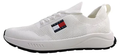 Image de Tommy Hilfiger TJM Runner Knit, chaussures de sport pour hommes, modèle à lacets, couleur blanche