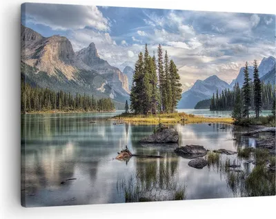 Produktbild von Bild auf Leinwand - Leinwandbild - Einteilig - See Landschaft Natur - 70x50cm - Wand Bild - Wanddeko - Wandbilder - Leinwanddruck - Bilder - Wanddekoration - Leinwand bilder - Wandbild - AA70x50-4133