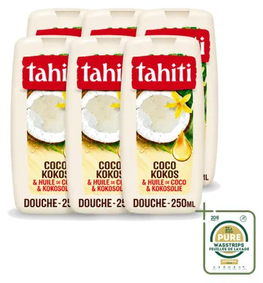 Produktbild von 6 x Tahiti Douchegel Kokos & Kokosöl - 250 ml - Vorratspackung - 6 Stücke