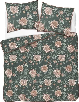 Produktbild von Bettwäsche, Perkalbettwäsche, mit Paspel, elegant 200x220 5242a Grün, Blumen