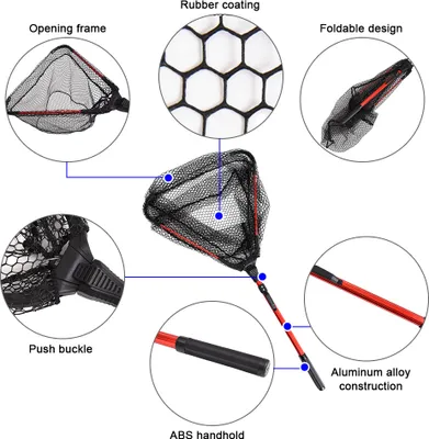 Obrázok produktu pre Lixada Fly Fishing Triangle Brail Landing Net Prenosný skladací ľahký Net Nylonová rybárska sieť Hliníkový zliatinový rám