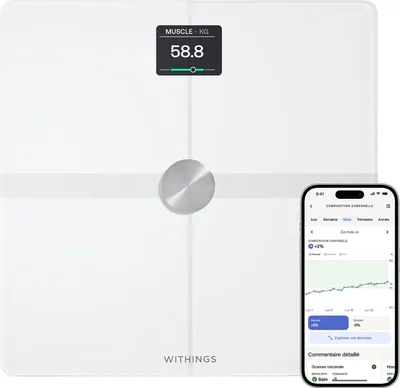 Obrázok produktu pre WITHINGS Body Smart - váha s pripojením WIFI, osobná váha BIA, analýza zloženia tela, telesného tuku, svalovej hmoty, percenta vody, BMI, hmotnosti