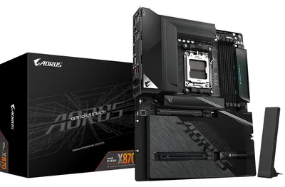 Produktbild von GIGABYTE X870 AORUS STEALTH Mainboard - Unterstützt AMD Ryzen 9000 CPUs, digitales 16+2+2-Phasen-VRM, bis zu 8200MHz DDR5 (O.C.), 2xPCIe 5.0 + 2xPCIe 4.0, Wi-Fi 7, 5GbE LAN, USB 4, AMD, Sockel AM5, AMD Ryzen 7000 Series, AMD Ryzen 8000 Series, AMD Ryzen 9000 Series, Sockel AM5, DDR5-SDRAM, 256 GB