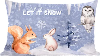Produktbild von MuchoWow® Zierkissen Sofakissen Wohnzimmer Dekokissen 60x40 cm Winter - Schnee - Eichhörnchen - Kopfkissen - Polster mit Foto