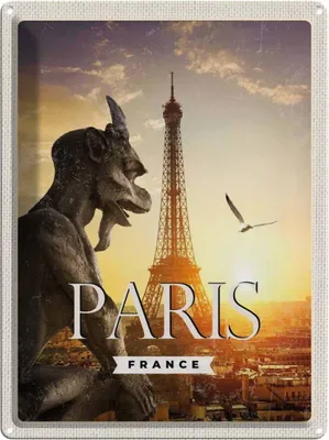 Produktbild von vianmo Blechschild 40x30 cm Paris FrankreichArchitektur Abenteuer Reisen Straße Stadt Urlaub