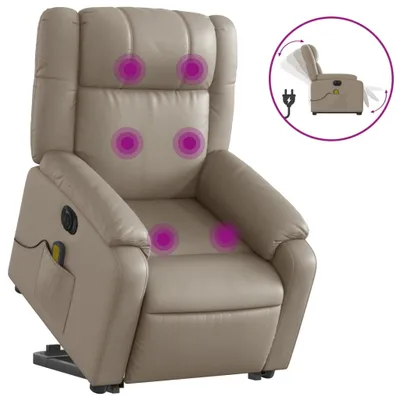 Produktbild von Massagesessel mit Aufstehhilfe Elektrisch Cappuccino Kunstleder