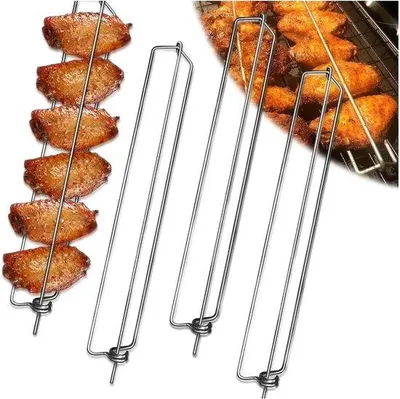 Image de 3 pièces, supports de cuisson pour grill extérieur, adaptés pour cuire des ailes de poulet, ustensile de barbecue