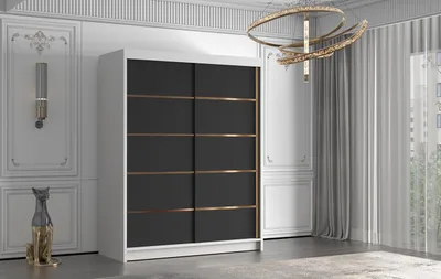 Obrázek produktu pro Šatní skříň MILINA - 150 cm, bílá / černá