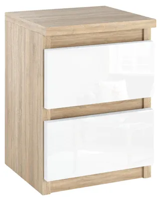 Produktbild von Nachttisch „HIT“ 2S 30 cm Sonoma-Eiche / Hochglanzweiß
