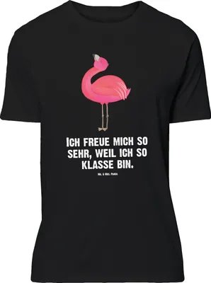 Produktbild von Mr. & Mrs. Panda Größe M T-Shirt Flamingo Stolz - Schwarz - Geschenk, Tshirt, mit Spruch, Mama, Shirt, Rosa, Freude, Herren