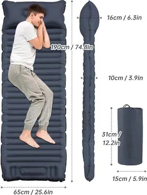Produktbild von Famanu Campingmatte mit Fußpumpe - 10 cm dick, 190 x 65 cm
