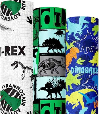 Image de Dinosaure papier cadeau 3 rouleaux 43x300cm Happy Birthday Party Enfants