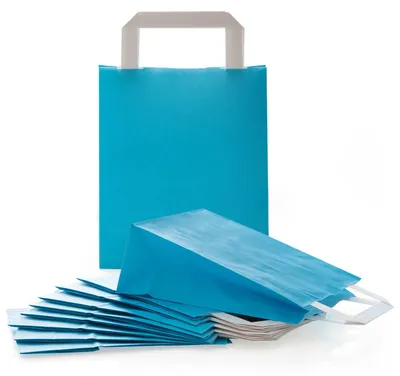 Produktbild von 10 kleine blau türkis Papiertüte Papiertasche Geschenktüte 18 x 8 x 22 cm Geschenkbeutel Verpackung Geschenke Mitgebsel give-away Geschenksäckchen Geschenktasche Tüte50 Stück