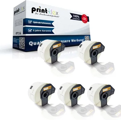 A product shot of multiple label rolls and a box.