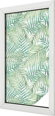Produktbild von Buntglas Fensterfolie – 100x100 cm – Stained-Glass Design – blickdichte dekorative Sichtschutzfolie – selbstklebend, UV-Schutz – Grüner Farn