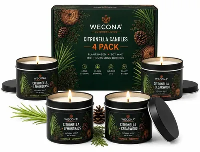 Produktbild von Duftkerzen Set Citronella & Zitronengras / Zedernholz 4er Pack Sojawachs Grün