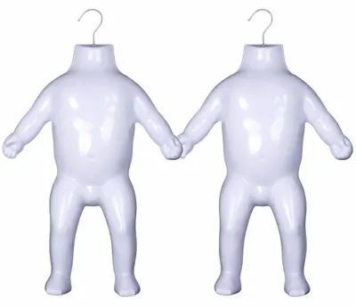 Produktbild von 2 Stück Kindertorso Weiß – Halbschale Kinder Oberkörper Halbplastik Kunststoff – Kids Mannequin Jugendlicher Schaufensterpuppe mit Haken Dekotorso