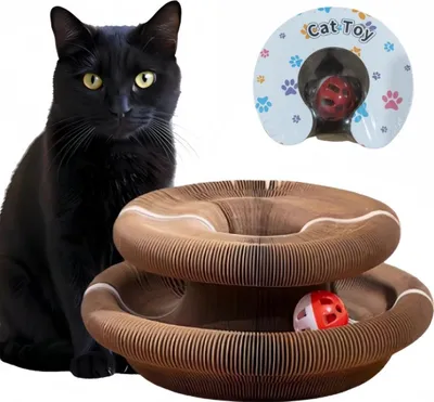 Produktbild von INF Katzenkratzbrett Magic Organ mit Glocke, Faltbares Wellpappe-Spielzeug