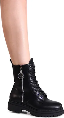 Produktbild von topschuhe24 2857 Damen Plateau Stiefeletten Worker Biker Boots , Farbe:Schwarz, Größe:37 EU
