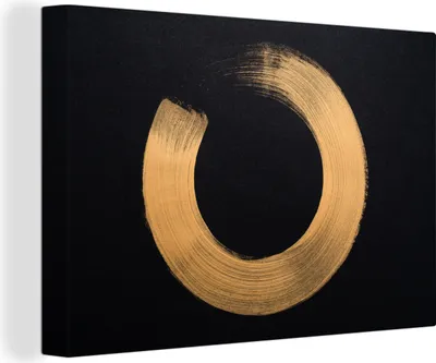 Zdjęcie produktu dla OneMillionCanvasses® - Obrazy na płótnie - 140x90 cm, Złote pociągnięcia pędzla po okręgu, Dekoracja ścienna z nadrukiem