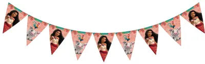 Papiergirlande Vaiana 2, 9 Wimpel, FSC-Papier, mehrfarbig