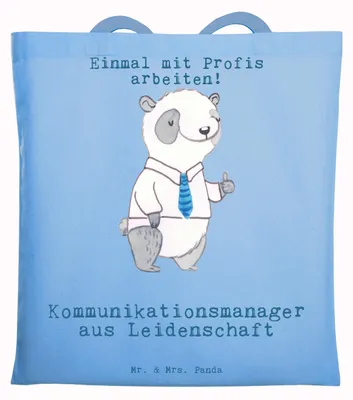 Produktbild von Mr. & Mrs. Panda Tote Bag Kommunikationsmanager Leidenschaft - Sky Blue - Geschenk, Einkaufstasche, Tasche, Schultasche, Lustig, Witzig, Spruch, Laptoptasche, Studium