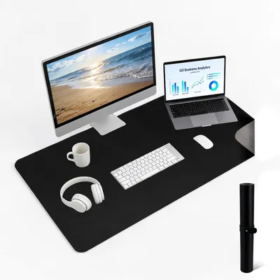 Imagen del producto de Base para escritorio de cuero sintético liso, 80x40 cm, antideslizante, resistente al agua, ideal para juegos y oficina