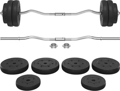 Image de Yaheetech 30 kg SZ Curlset ensemble d'haltères longs, ensemble d'haltères pour la musculation, barre en SZ avec 6 disques, barre de curl avec poids, ensemble de barres d'haltères