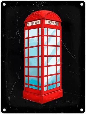 Produktbild von Metallschild in 15x20 cm mit roter Telefonzelle im Used-Look