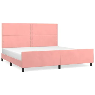 Produktbild von vidaXL Bettgestell mit Kopfteil Rosa 200x200 cm Samt