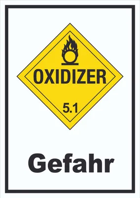 Produktbild von Schild Oxidierend wirkend Gefahr Oxidizer entzündend hochkant A6 Rückseite selbstklebend