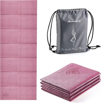 Produktbild von Yogamat Antislip, 173 x 61 cm, tragbare Trainingsmat, 5 mm, Reise-Yogamat, faltbare Gymnastikmat, ideal für Reisen, Yoga, Pilates und Training