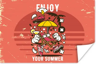 Produktbild von MuchoWow® Poster Sonnenschirm - Sommer - Vintage 180x120 cm - Fotoplakat