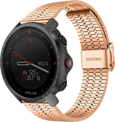 Produktbild von Strap-it Stahlarmband - Kompatibel mit Polar Grit X ProArmband Ersatzarmband Edelstahl Armband mit Magnetverschluss Sportuhr zubehör für smartwatch 22mm Armband Rosa Gold