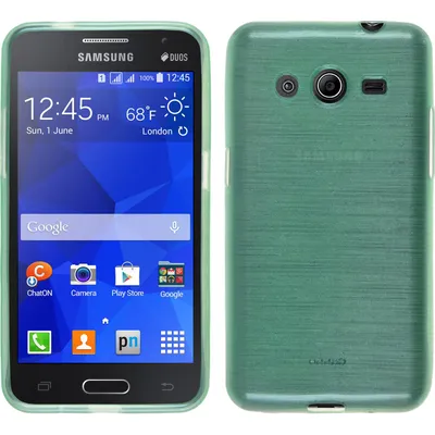 Produktbild von PhoneNatic Case kompatibel mit Samsung Galaxy Core 2 - grün Silikon Hülle brushed + 2 Schutzfolien