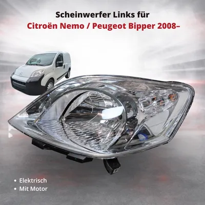 Obrázek produktu pro Přední světlo, levé, pro Citroën Nemo / Peugeot Bipper od roku 2008 | elektrické | OEM 1353198080