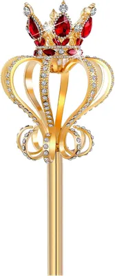 Imagen del producto de Cetro de princesa con pedrería roja, de 50 cm, ideal para fiestas de disfraces