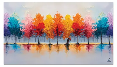 Produktbild von Giallobus - 04 - Regenbogenbäume - Giallobus - 140L x 80B cm - Bild - Acrylglas